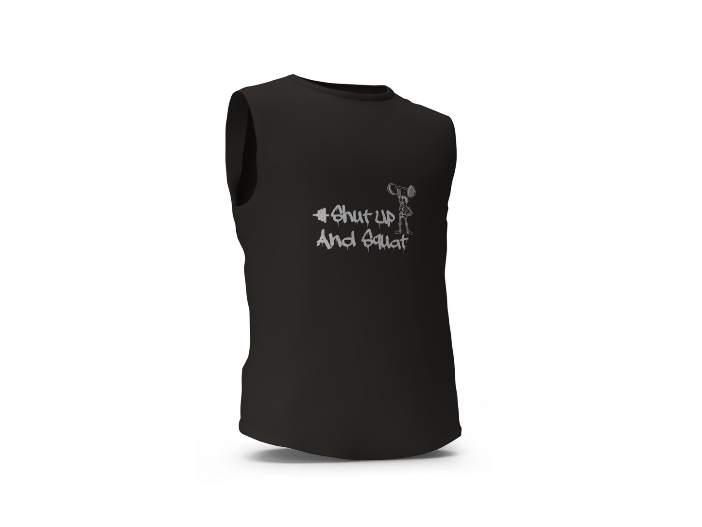 Shut Up And Squat – Sleeveless Gym Tee for Men