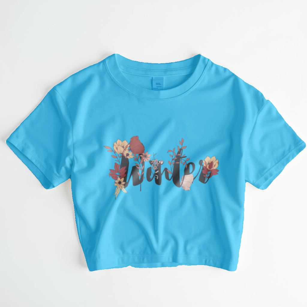Winter Bloom – Floral Hand-lettered Crop Top