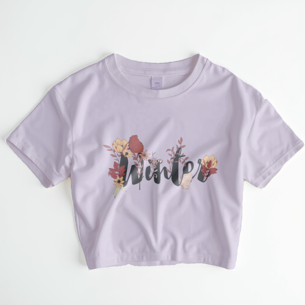 Winter Bloom – Floral Hand-lettered Crop Top