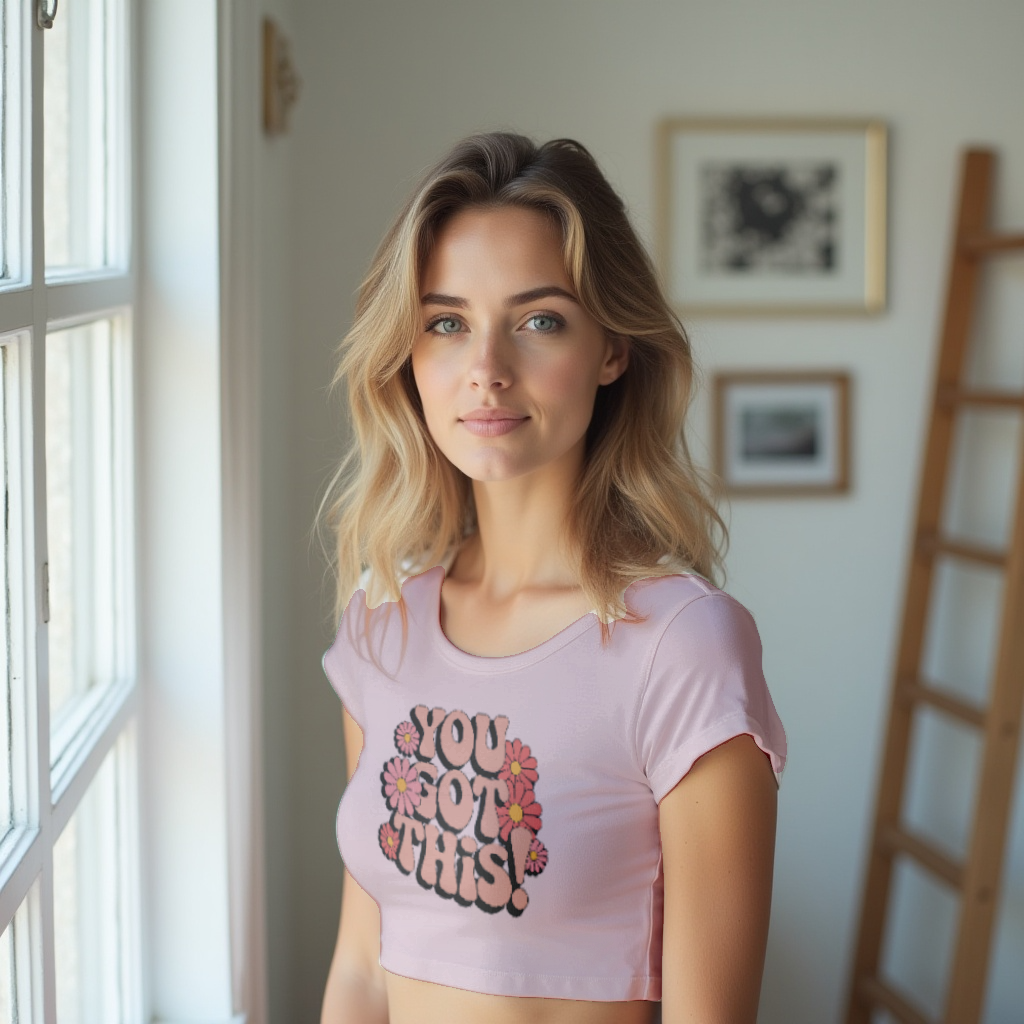 You Got This! – Retro Floral Motivation Crop Top