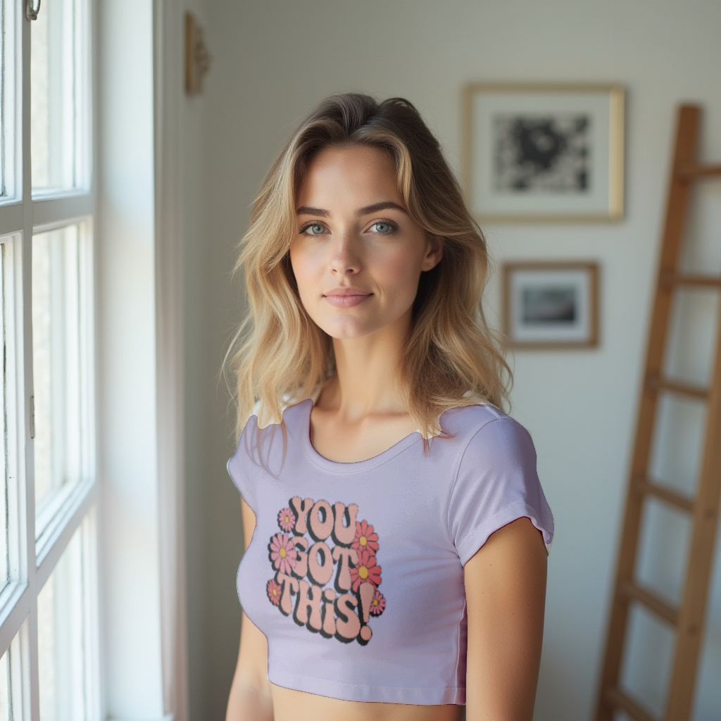 You Got This! – Retro Floral Motivation Crop Top