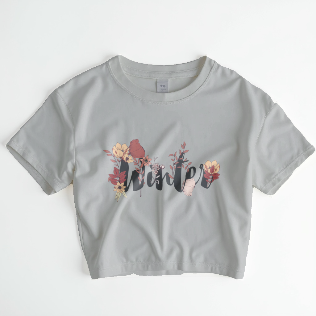 Winter Bloom – Floral Hand-lettered Crop Top