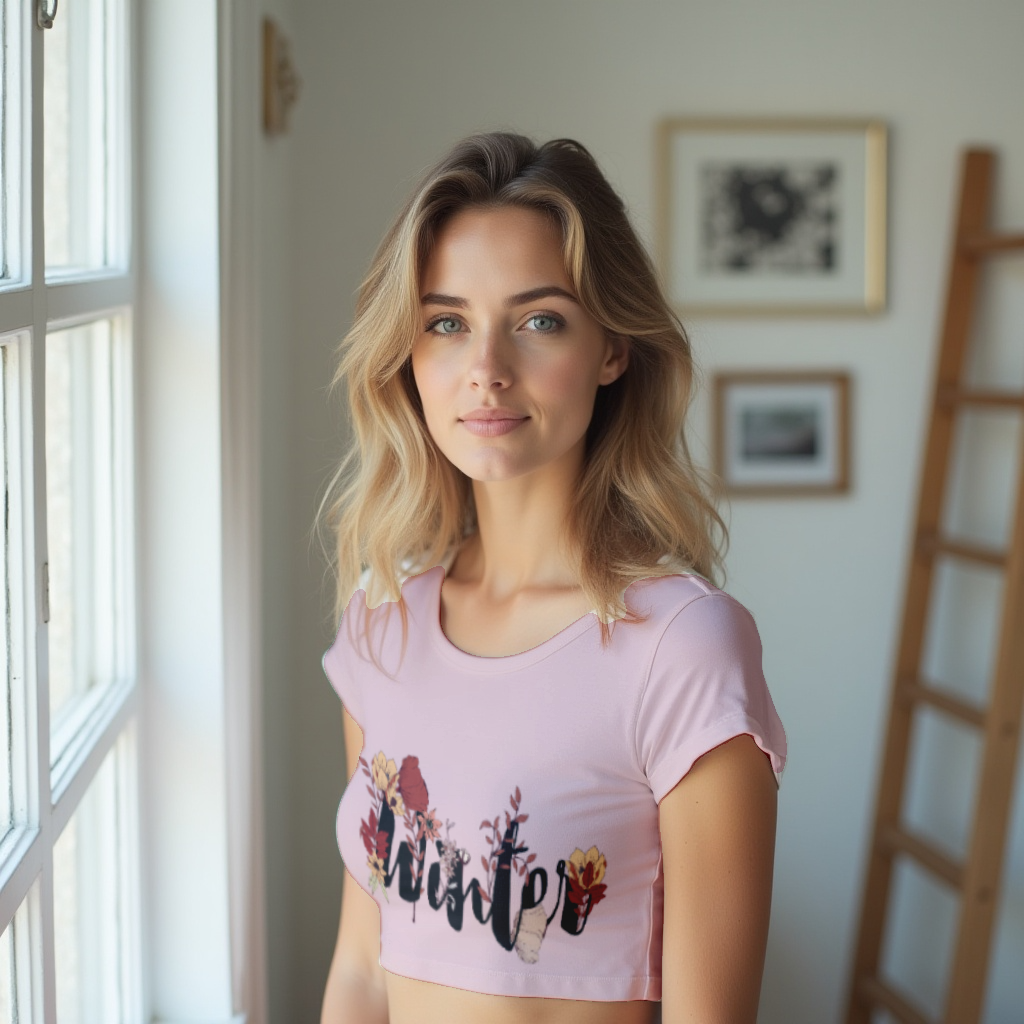 Winter Bloom – Floral Hand-lettered Crop Top