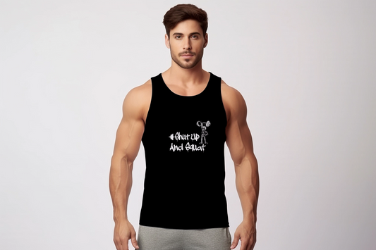 Shut Up And Squat – Sleeveless Gym Tee for Men
